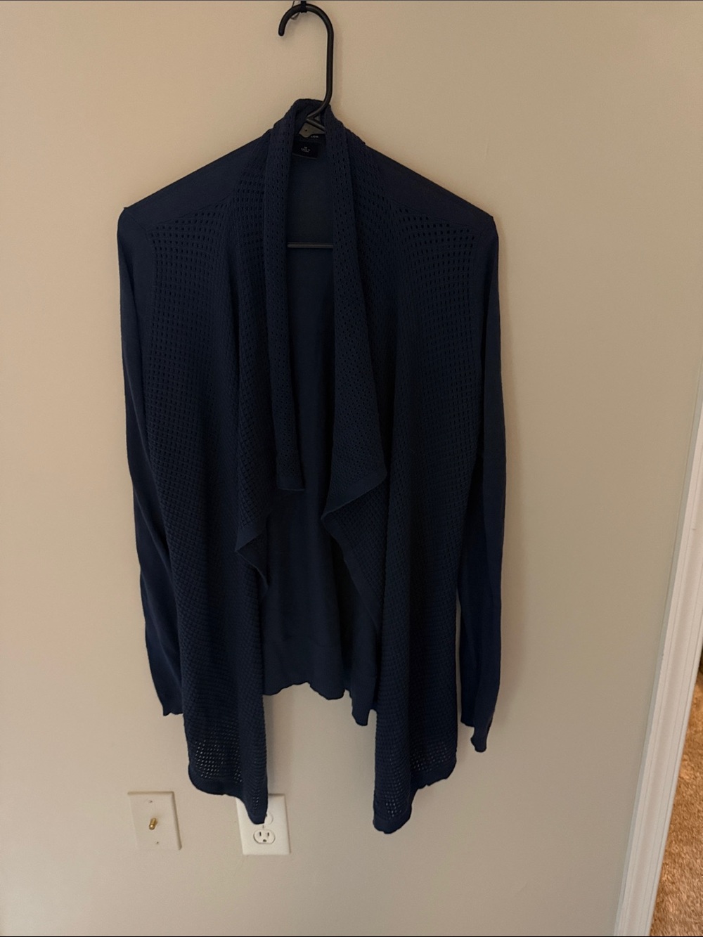 Ann Taylor Navy Open-Front Drape Cardigan